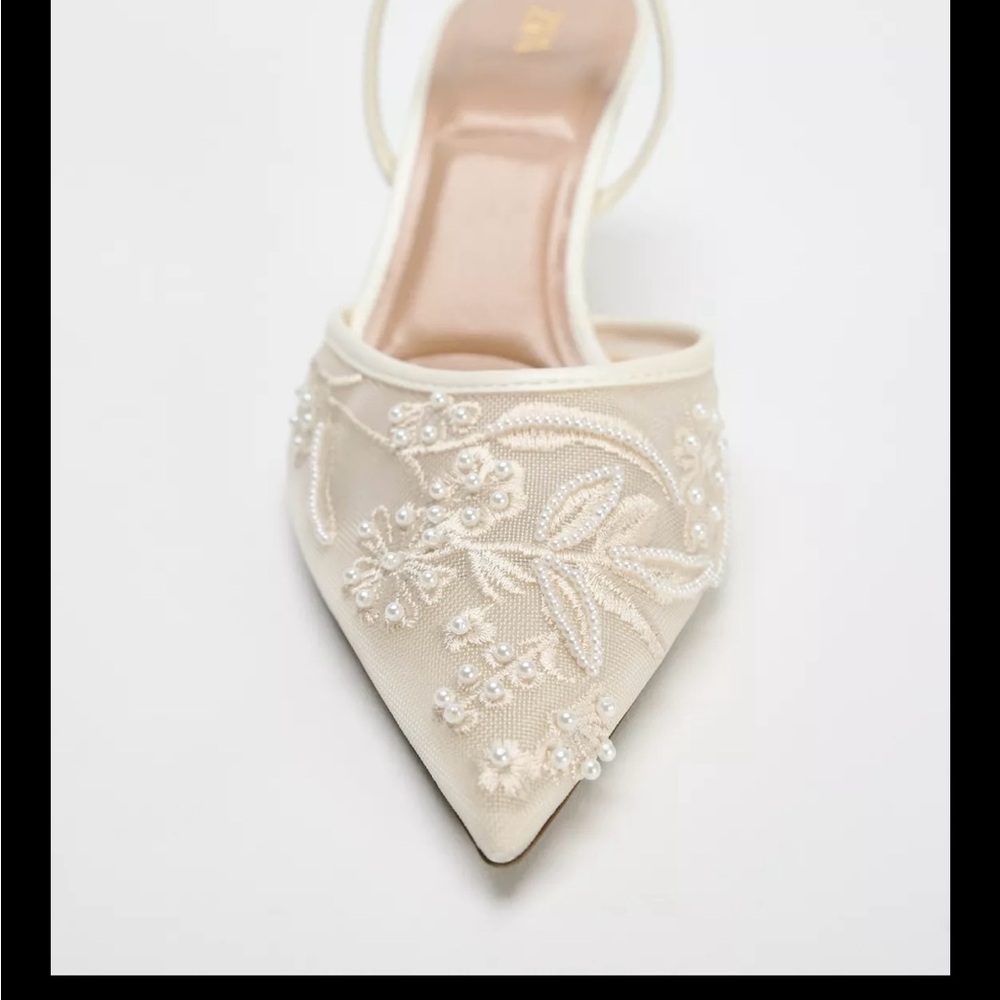 Zara EMBROIDERED MESH SLINGBACKS size 40/ US 9 - Picture 4 of 6